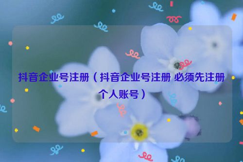抖音企业号注册（抖音企业号注册 必须先注册个人账号）