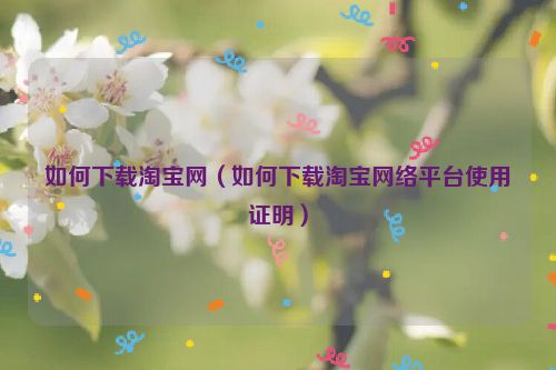 如何下载淘宝网（如何下载淘宝网络平台使用证明）