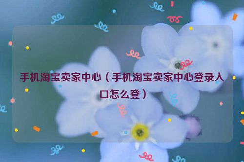 手机淘宝卖家中心（手机淘宝卖家中心登录入口怎么登）