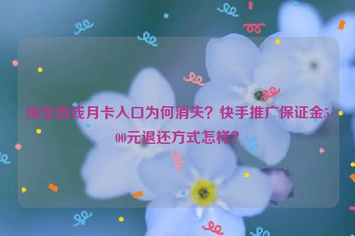 淘宝省钱月卡入口为何消失？快手推广保证金500元退还方式怎样？