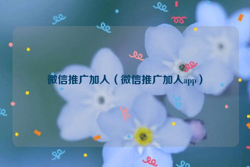 微信推广加人（微信推广加人app）