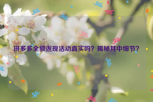 拼多多全额返现活动真实吗？揭秘其中细节？
