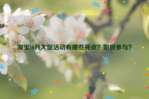 淘宝10月大促活动有哪些亮点？如何参与？