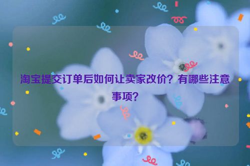 淘宝提交订单后如何让卖家改价？有哪些注意事项？