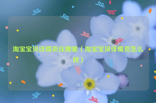 淘宝宝贝详情页在哪里（淘宝宝贝详情页怎么找）