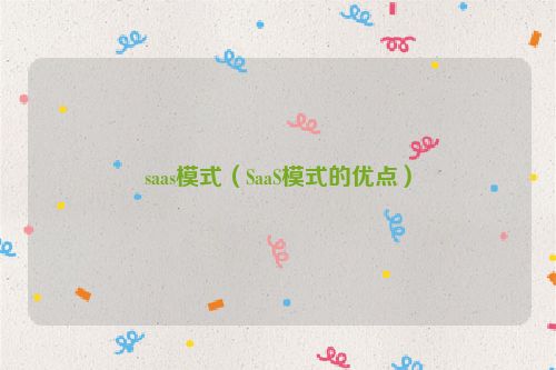 saas模式（SaaS模式的优点）