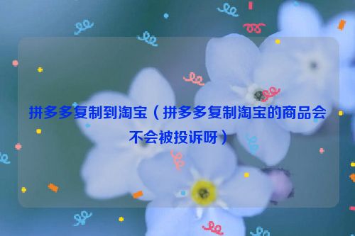 拼多多复制到淘宝（拼多多复制淘宝的商品会不会被投诉呀）